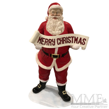 Santa Holding Merry Christmas Sign 